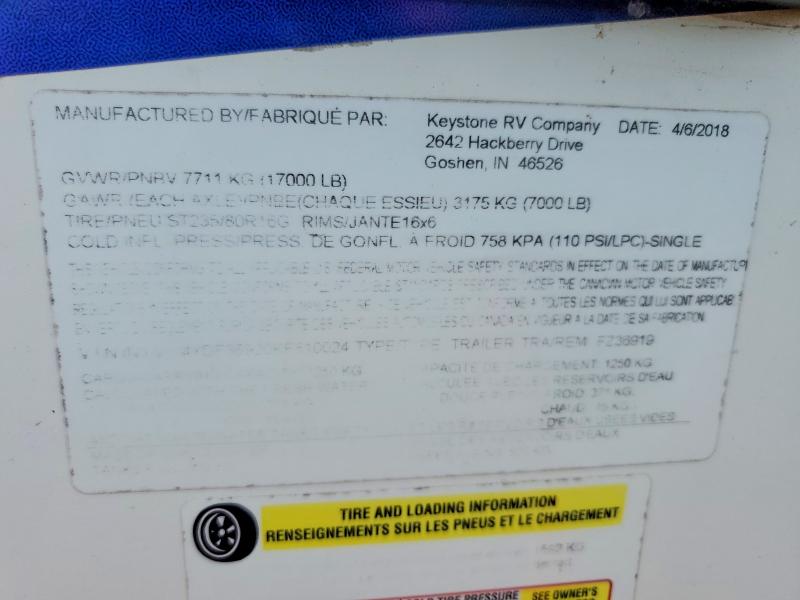 Продажа на аукционе авто 2019 Keys Keystone Rv Fuzio, vin: 4YDF36920KF810024, номер лота: 62778716