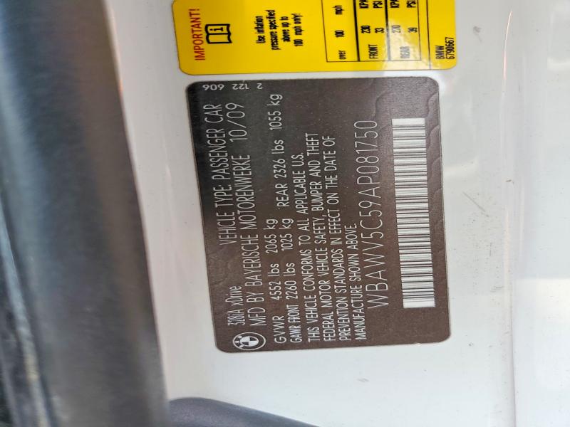 Aukcja sprzedaży 2010 Bmw 328, vin: WBAWV5C59AP081750, numer aukcji: 63826526