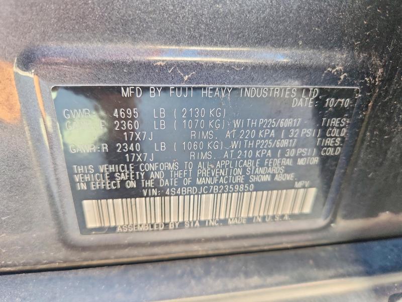 Aukcja sprzedaży 2011 Subaru Outback, vin: 4S4BRDJC7B2359850, numer aukcji: 64324766