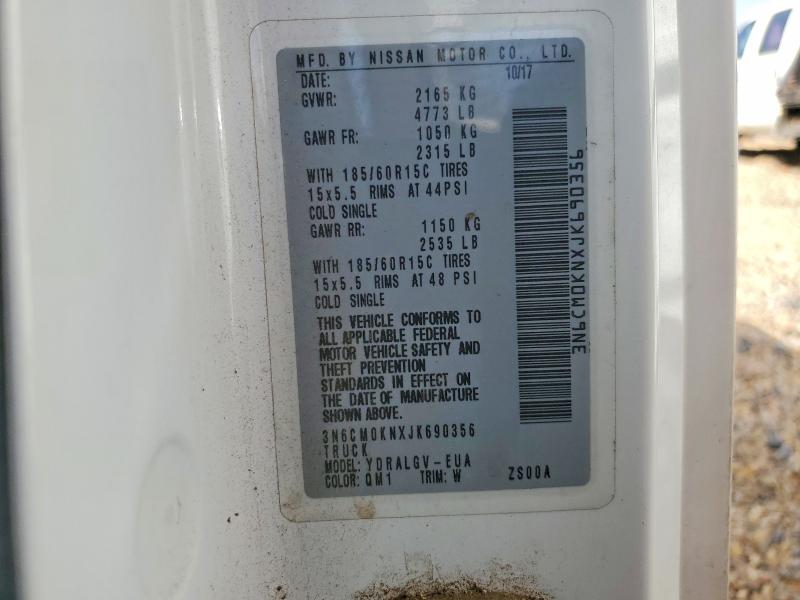2018 Nissan Nv200 მანქანა იყიდება აუქციონზე, vin: 3N6CM0KNXJK690356, აუქციონის ნომერი: 64628986