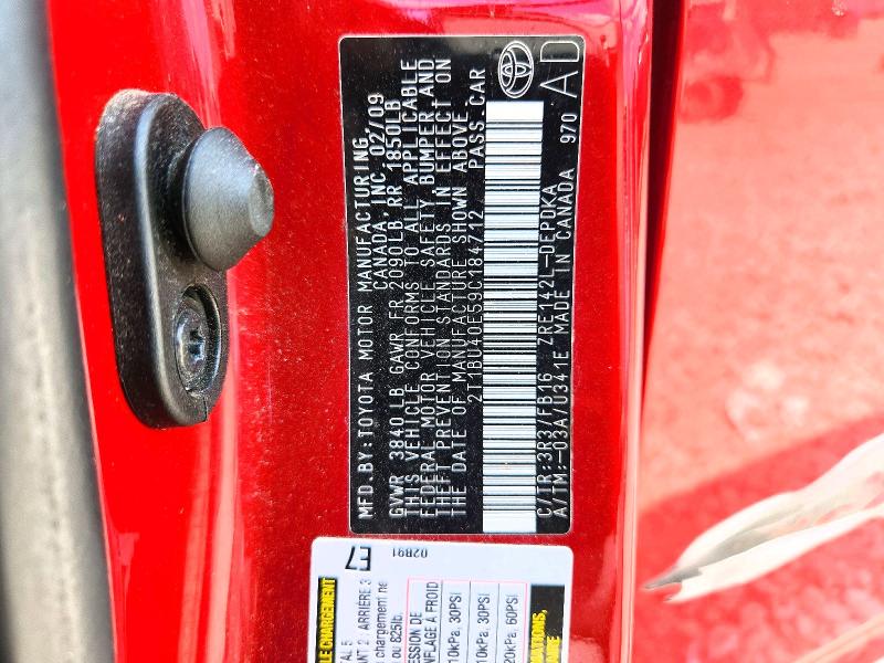 Aukcja sprzedaży 2009 Toyota Corolla, vin: 2T1BU40E59C184712, numer aukcji: 63846116