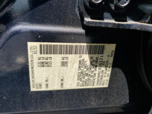 64609326 :رقم المزاد ، 1N4AA5AP0CC836121 vin ، 2012 Nissan Maxima مزاد بيع