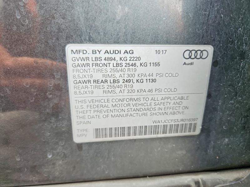 Aukcja sprzedaży 2018 Audi Q3, vin: WA1JCCFS3JR016397, numer aukcji: 65016586