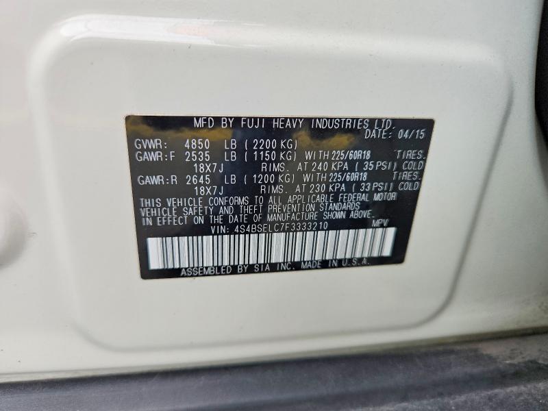 Aukcja sprzedaży 2015 Subaru Outback, vin: 4S4BSELC7F3333210, numer aukcji: 65578046