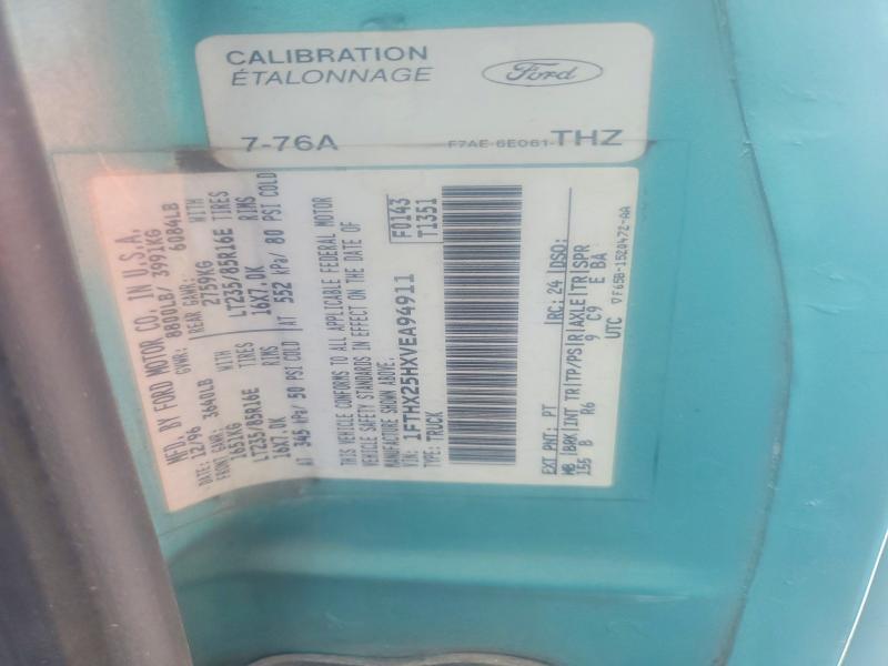 65260696 :رقم المزاد ، 1FTHX25HXVEA94911 vin ، 1997 Ford F250 مزاد بيع