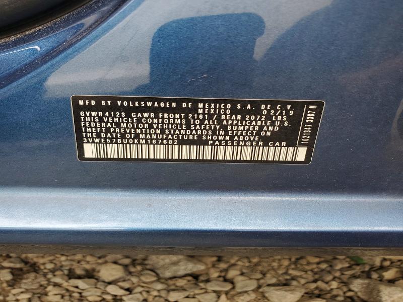 64483086 :رقم المزاد ، 3VWE57BU0KM167682 vin ، 2019 Volkswagen Jetta مزاد بيع