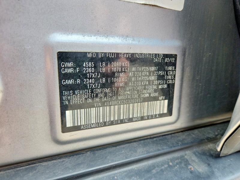 65476776 :رقم المزاد ، 4S4BRCKC5C3260657 vin ، 2012 Subaru Outback مزاد بيع