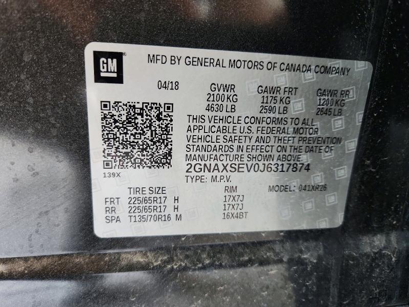 Aukcja sprzedaży 2018 Chevrolet Equinox, vin: 2GNAXSEV0J6317874, numer aukcji: 66689776
