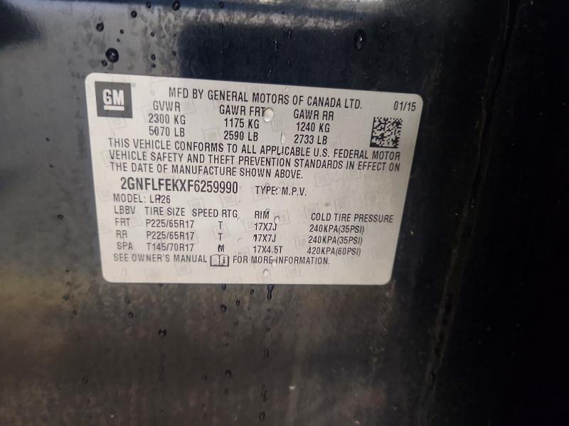 64908356 :رقم المزاد ، 2GNFLFEKXF6259990 vin ، 2015 Chevrolet Equinox مزاد بيع