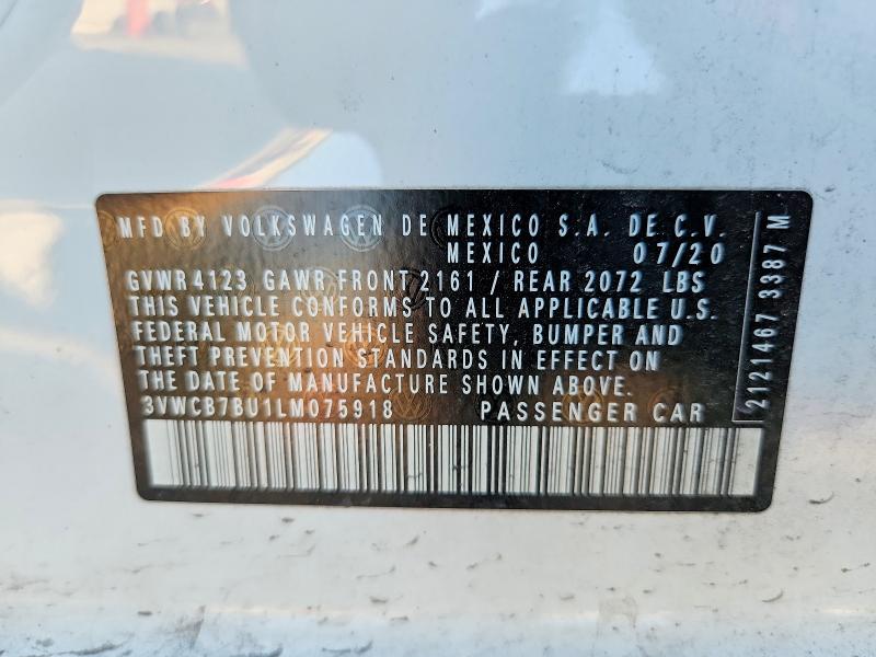 Aukcja sprzedaży 2020 Volkswagen Jetta, vin: 3VWCB7BU1LM075918, numer aukcji: 66985996