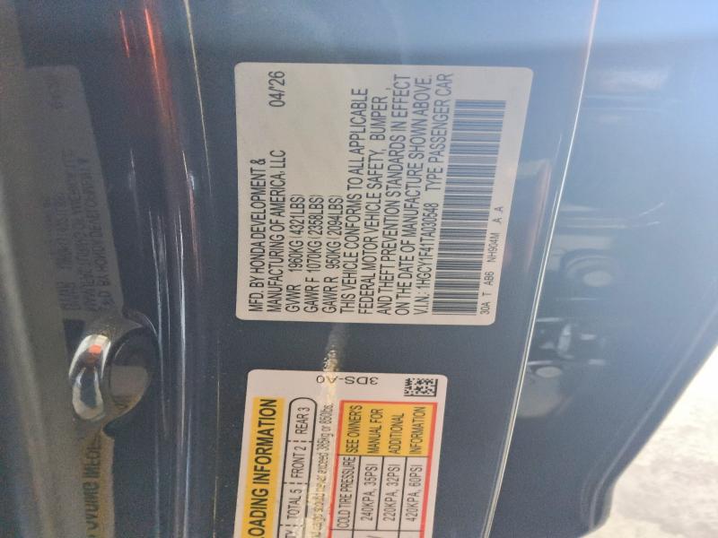 65400796 :رقم المزاد ، 1HGCY1F41TA030548 vin ، 2026 Honda Accord مزاد بيع