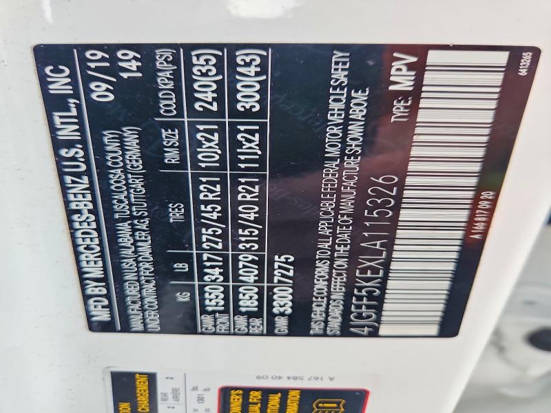 63736686 :رقم المزاد ، 4JGFF5KEXLA115326 vin ، 2020 Mercedes-benz Gls مزاد بيع