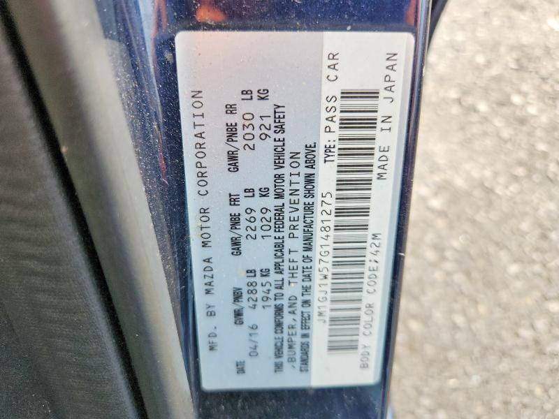 Aukcja sprzedaży 2016 Mazda 6, vin: JM1GJ1W57G1481275, numer aukcji: 66937116