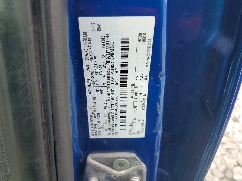 2019 Ford Escape მანქანა იყიდება აუქციონზე, vin: 1FMCU0GD3KUB30775, აუქციონის ნომერი: 67077776