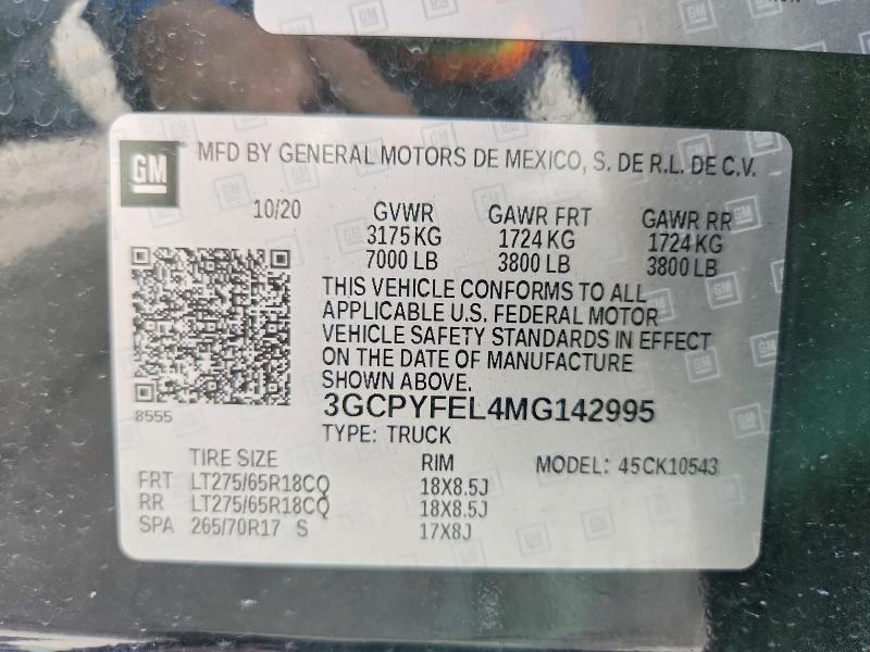 Aukcja sprzedaży 2021 Chevrolet Silverado, vin: 3GCPYFEL4MG142995, numer aukcji: 66405446
