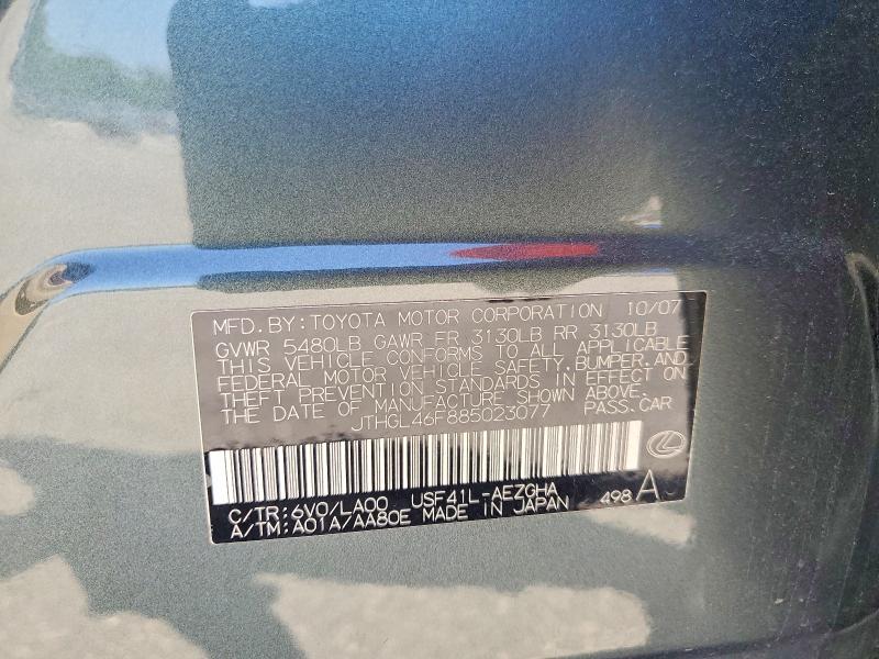 66332606 :رقم المزاد ، JTHGL46F885023077 vin ، 2008 Lexus Ls مزاد بيع