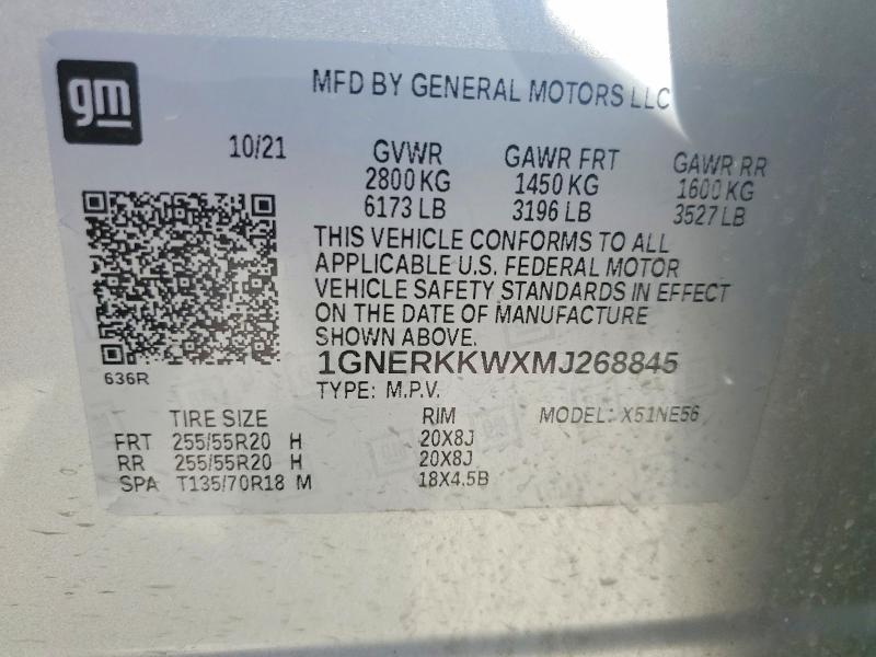 66506636 :رقم المزاد ، 1GNERKKWXMJ268845 vin ، 2021 Chevrolet Traverse مزاد بيع