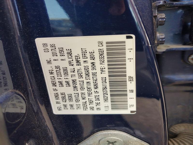 Aukcja sprzedaży 2008 Honda Accord, vin: 1HGCP26378A112422, numer aukcji: 66656476