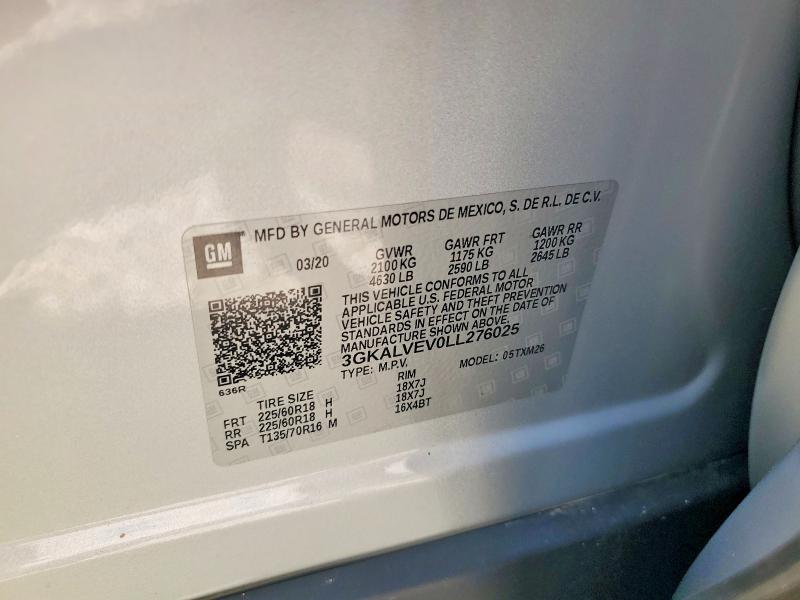 Aukcja sprzedaży 2020 Gmc Terrain, vin: 3GKALVEV0LL276025, numer aukcji: 64682566