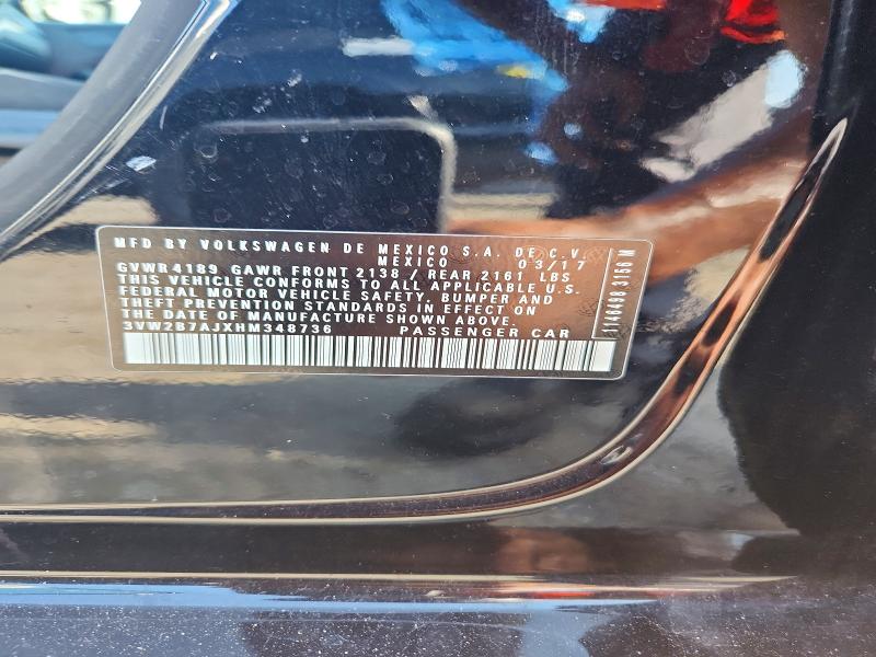 Продажа на аукционе авто 2017 Volkswagen Jetta, vin: 3VW2B7AJXHM348736, номер лота: 64847166