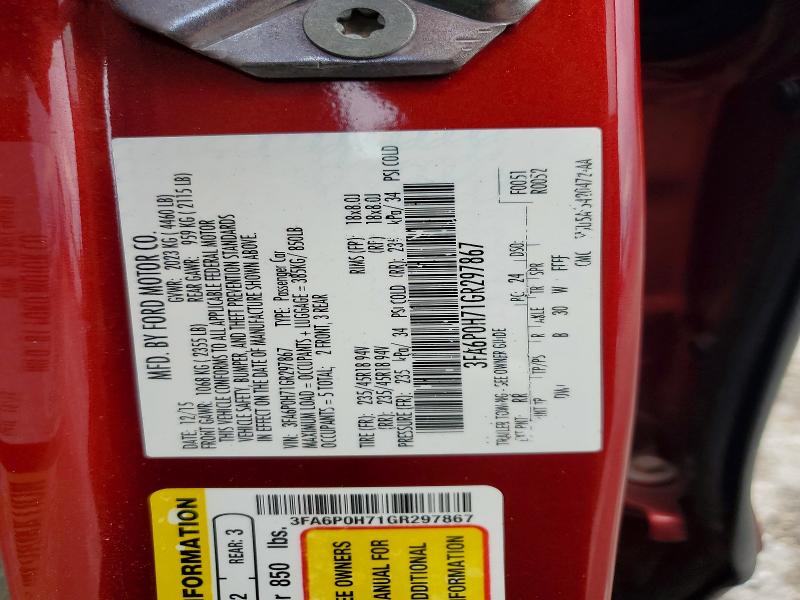 Продажа на аукционе авто 2016 Ford Fusion, vin: 3FA6P0H71GR297867, номер лота: 65836506