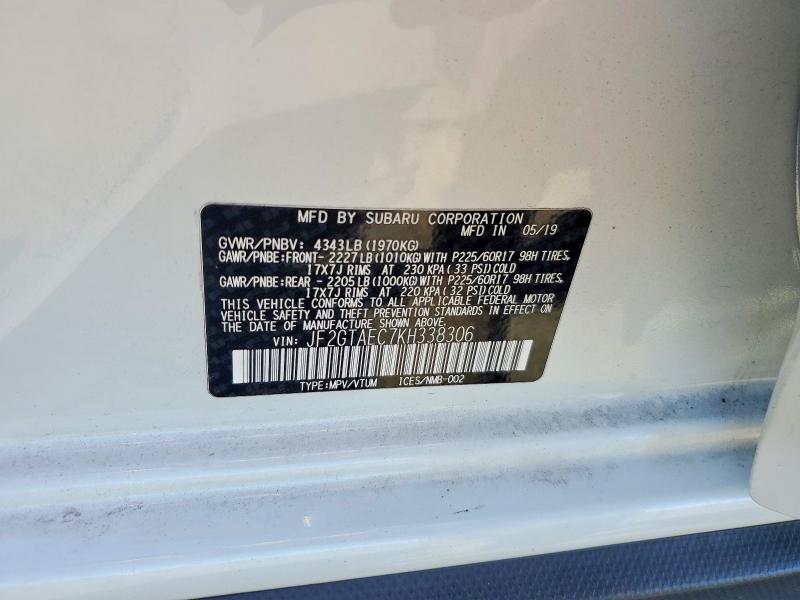 63584386 :رقم المزاد ، JF2GTAEC7KH338306 vin ، 2019 Subaru Crosstrek مزاد بيع