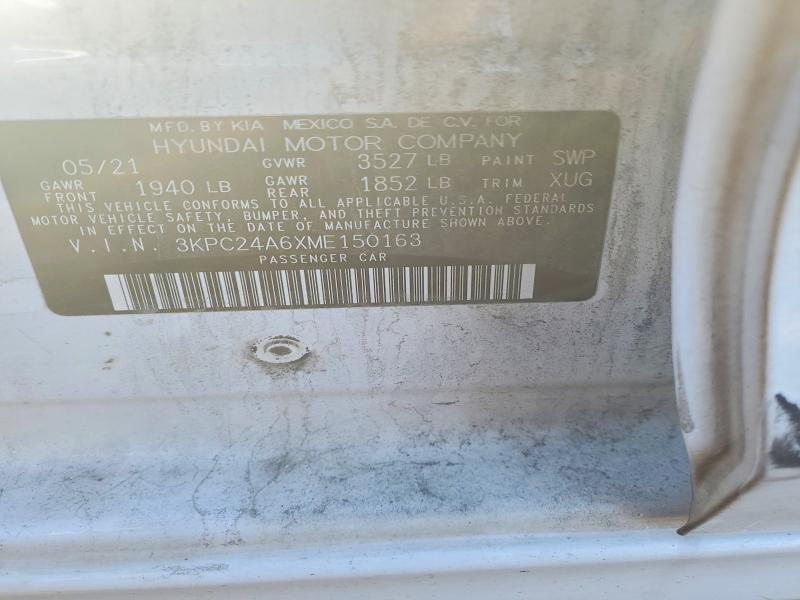 Aukcja sprzedaży 2021 Hyundai Accent, vin: 3KPC24A6XME150163, numer aukcji: 65601646