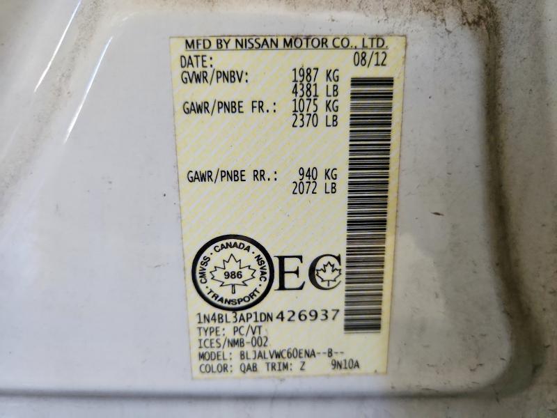 2013 Nissan Altima მანქანა იყიდება აუქციონზე, vin: 1N4BL3AP1DN426937, აუქციონის ნომერი: 65289476