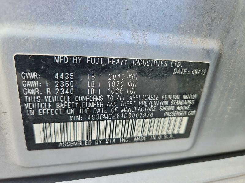 Aukcja sprzedaży 2013 Subaru Legacy, vin: 4S3BMCB64D3002970, numer aukcji: 65521416
