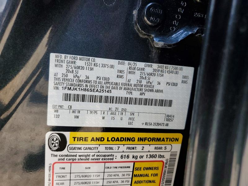 Aukcja sprzedaży 2025 Ford Expedition, vin: 1FMJK1H86SEA25145, numer aukcji: 66690926