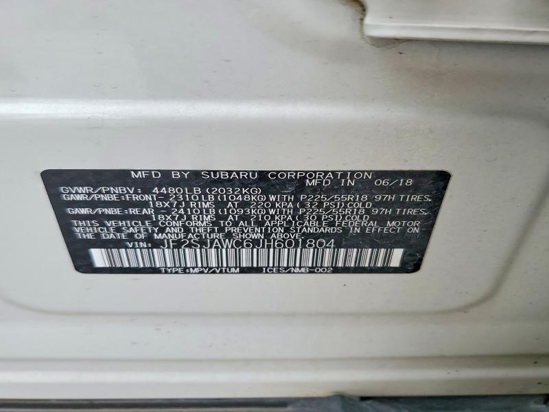 Продаж на аукціоні авто 2018 Subaru Forester, vin: JF2SJAWC6JH601804, номер лоту: 65539656