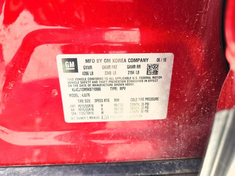 Aukcja sprzedaży 2019 Buick Encore, vin: KL4CJ1SM9KB710886, numer aukcji: 64571456