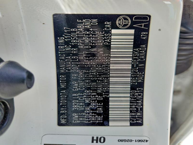 Продажа на аукционе авто 2018 Toyota Corolla, vin: 2T1BURHE0JC025859, номер лота: 64759876