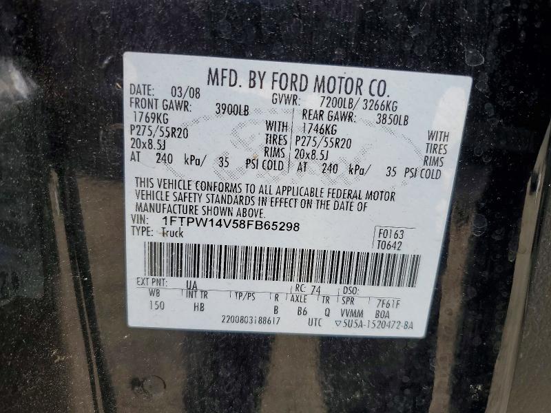 Aukcja sprzedaży 2008 Ford F150, vin: 1FTPW14V58FB65298, numer aukcji: 67012146