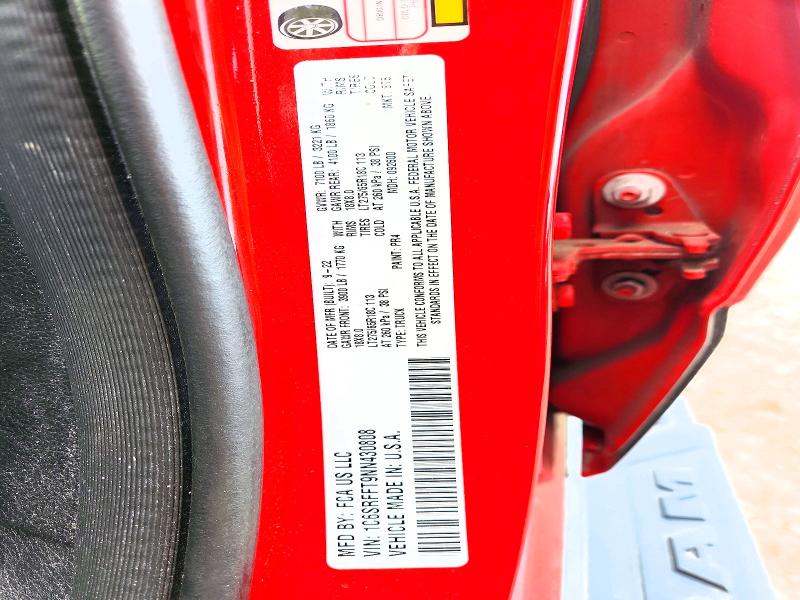 2022 Ram 1500 მანქანა იყიდება აუქციონზე, vin: 1C6SRFFT9NN430808, აუქციონის ნომერი: 65326426