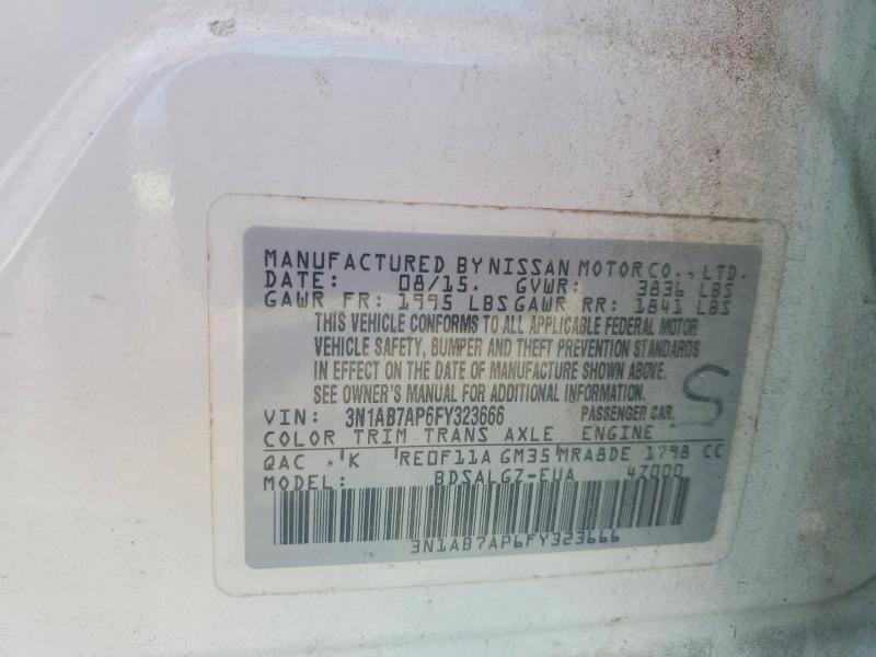2015 Nissan Sentra მანქანა იყიდება აუქციონზე, vin: 3N1AB7AP6FY323666, აუქციონის ნომერი: 65826116