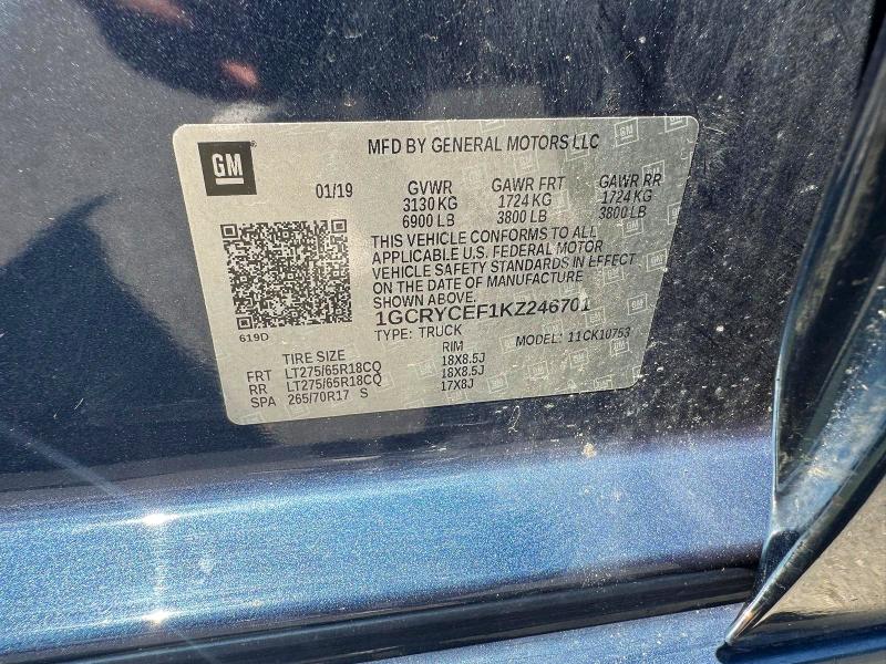 Продажа на аукционе авто 2019 Chevrolet Silverado, vin: 1GCRYCEF1KZ246701, номер лота: 64676236