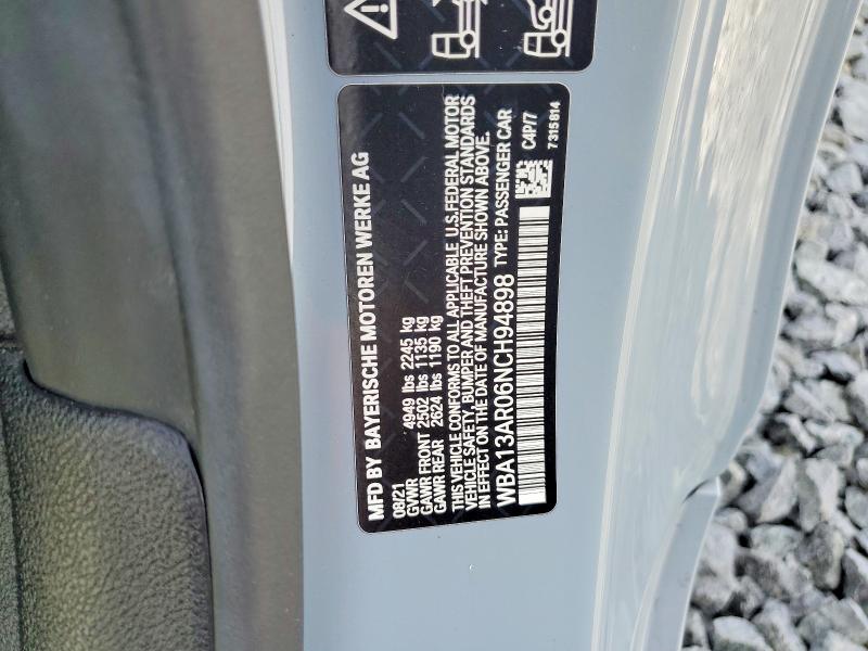 65302236 :رقم المزاد ، WBA13AR06NCH94898 vin ، 2022 Bmw M440xi مزاد بيع