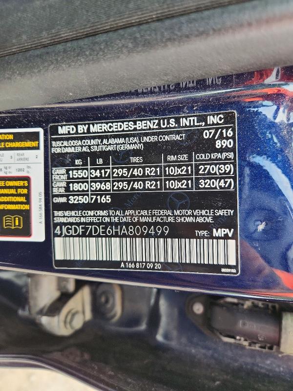 Продаж на аукціоні авто 2017 Mercedes-benz Gls, vin: 4JGDF7DE6HA809499, номер лоту: 61861566
