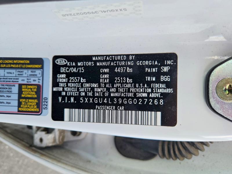 2016 Kia Optima მანქანა იყიდება აუქციონზე, vin: 5XXGU4L39GG027268, აუქციონის ნომერი: 66646846