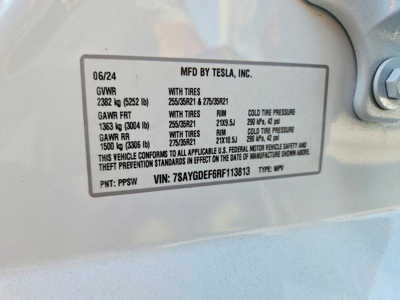 Aukcja sprzedaży 2024 Tesla Model Y, vin: 7SAYGDEF6RF113813, numer aukcji: 62891906