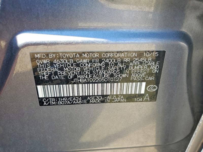 Aukcja sprzedaży 2016 Lexus Is, vin: JTHBA1D22G5010127, numer aukcji: 65732286