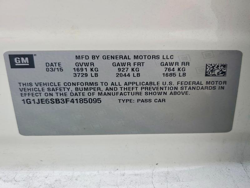 Auction sale of the 2015 Chevrolet Sonic, vin: 1G1JE6SB3F4185095, lot number: 67123656