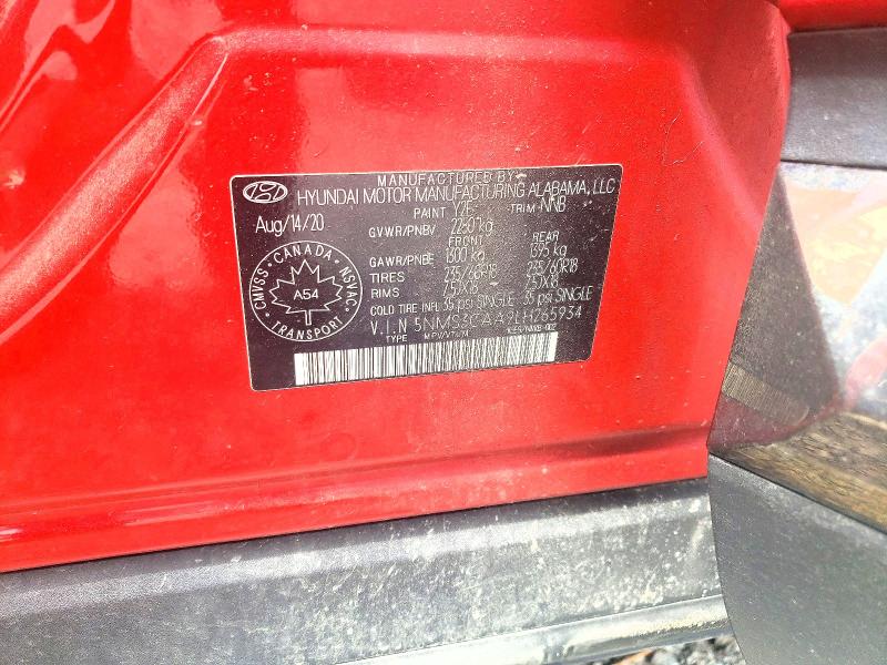 2020 Hyundai Santa Fe მანქანა იყიდება აუქციონზე, vin: 5NMS3CAA9LH265934, აუქციონის ნომერი: 64727606