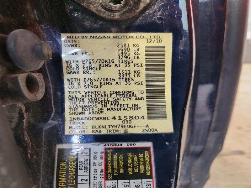 2011 Nissan Frontier მანქანა იყიდება აუქციონზე, vin: 1N6AD0CWXBC415804, აუქციონის ნომერი: 65513196