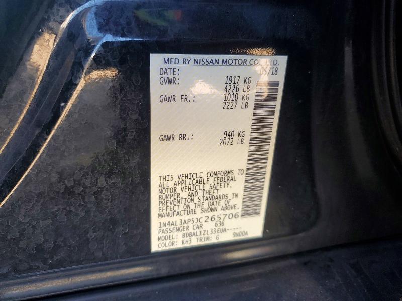 63493786 :رقم المزاد ، 1N4AL3AP5JC265706 vin ، 2018 Nissan Altima مزاد بيع