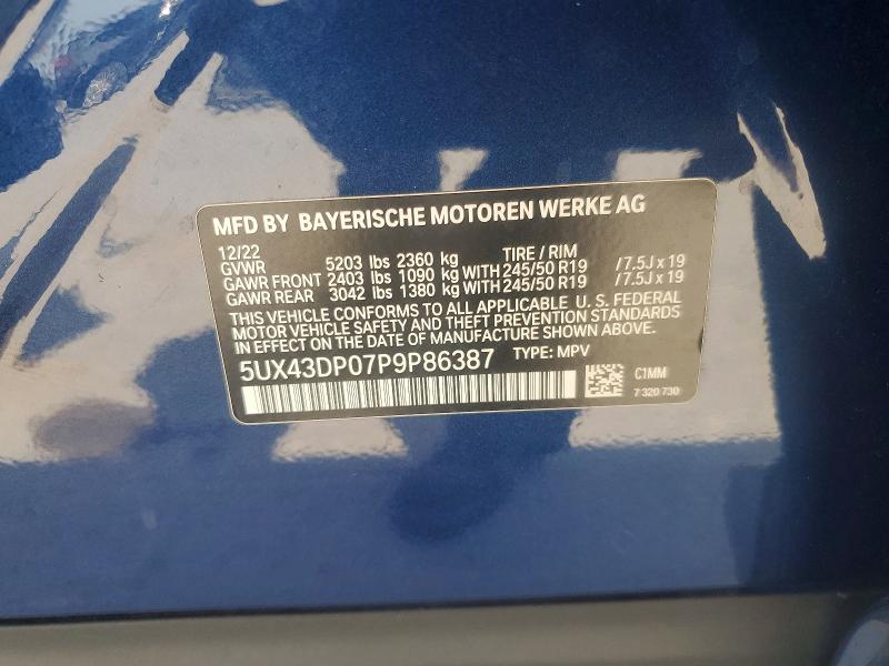 Продаж на аукціоні авто 2023 Bmw X3, vin: 5UX43DP07P9P86387, номер лоту: 64826166