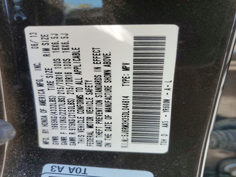 Продаж на аукціоні авто 2013 Honda Cr-v, vin: 5J6RM3H35DL044814, номер лоту: 66372096
