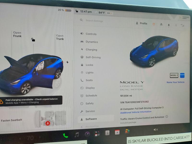 Aukcja sprzedaży 2022 Tesla Model Y, vin: 7SAYGDEEXNF370362, numer aukcji: 63552156