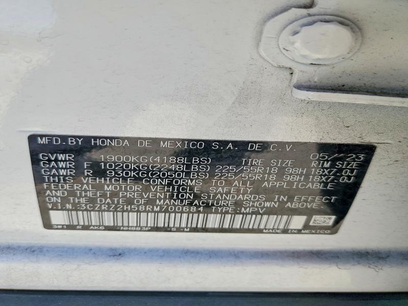 65708816 :رقم المزاد ، 3CZRZ2H58RM700684 vin ، 2024 Honda Hr-v مزاد بيع
